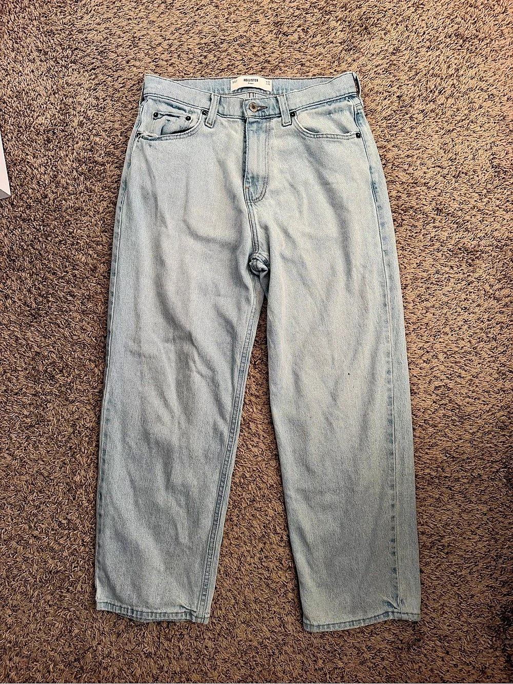 Hollister Baggy Straight Leg Jeans Blue Waist 30